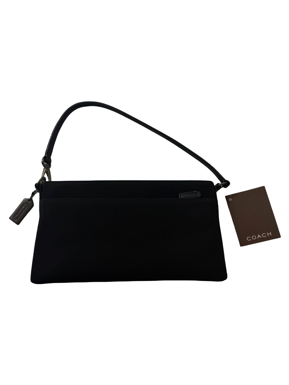Coach Mercer Demi Black Canvas Leather Trim Demi Shoulder Bag Gunmetal Women's